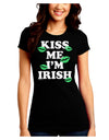 Kiss Me I'm Irish - Green Kisses Juniors Crew Dark T-Shirt by TooLoud-T-Shirts Juniors Tops-TooLoud-Black-Juniors Fitted Small-Davson Sales