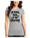 Kiss Me I'm Irish - Green Kisses Juniors T-Shirt by TooLoud-Womens Juniors T-Shirt-TooLoud-Ash-Gray-Juniors Fitted X-Small-Davson Sales