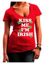 Kiss Me I'm Irish - Green Kisses Juniors V-Neck Dark T-Shirt by TooLoud-Womens V-Neck T-Shirts-TooLoud-Red-Juniors Fitted Small-Davson Sales