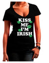 Kiss Me I'm Irish - Green Kisses Juniors V-Neck Dark T-Shirt by TooLoud-Womens V-Neck T-Shirts-TooLoud-Black-Juniors Fitted Small-Davson Sales