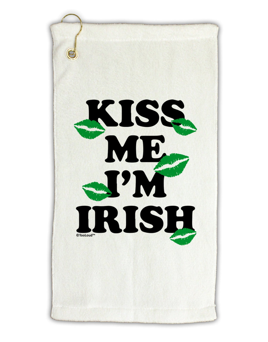 Kiss Me I'm Irish - Green Kisses Micro Terry Gromet Golf Towel 16 x 25 inch by TooLoud-Golf Towel-TooLoud-White-Davson Sales