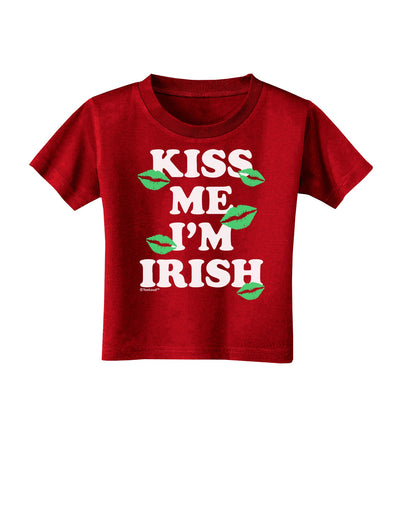 Kiss Me I'm Irish - Green Kisses Toddler T-Shirt Dark by TooLoud-Toddler T-Shirt-TooLoud-Red-2T-Davson Sales