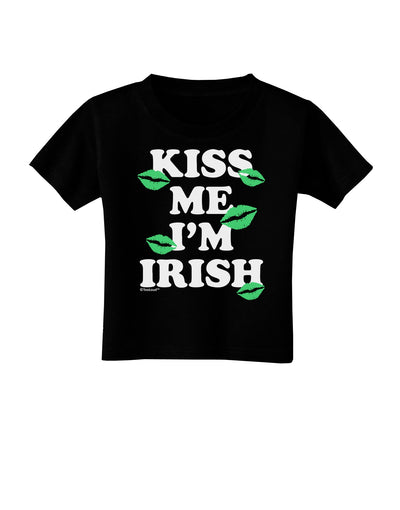 Kiss Me I'm Irish - Green Kisses Toddler T-Shirt Dark by TooLoud-Toddler T-Shirt-TooLoud-Black-2T-Davson Sales