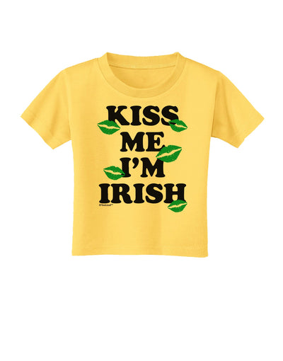 Kiss Me I'm Irish - Green Kisses Toddler T-Shirt by TooLoud-Toddler T-Shirt-TooLoud-Yellow-2T-Davson Sales