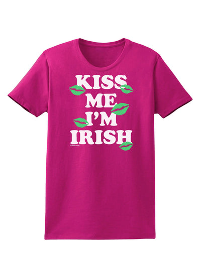 Kiss Me I'm Irish - Green Kisses Womens Dark T-Shirt by TooLoud-Womens T-Shirt-TooLoud-Hot-Pink-Small-Davson Sales