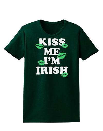 Kiss Me I'm Irish - Green Kisses Womens Dark T-Shirt by TooLoud-Womens T-Shirt-TooLoud-Forest-Green-Small-Davson Sales