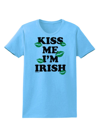 Kiss Me I'm Irish - Green Kisses Womens T-Shirt by TooLoud-Womens T-Shirt-TooLoud-Aquatic-Blue-X-Small-Davson Sales