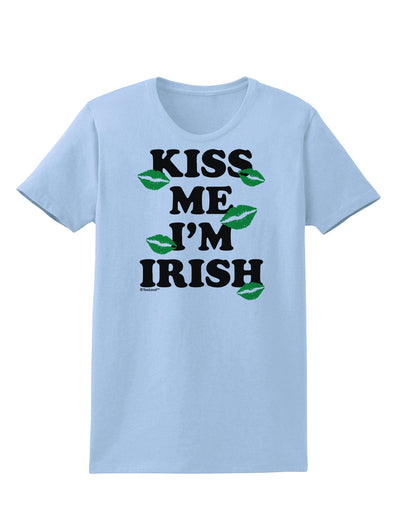 Kiss Me I'm Irish - Green Kisses Womens T-Shirt by TooLoud-Womens T-Shirt-TooLoud-Light-Blue-X-Small-Davson Sales