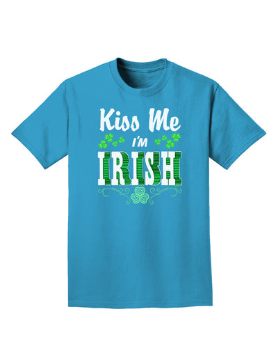 Kiss Me I'm Irish St Patricks Day Adult Dark T-Shirt-Mens T-Shirt-TooLoud-Turquoise-Small-Davson Sales