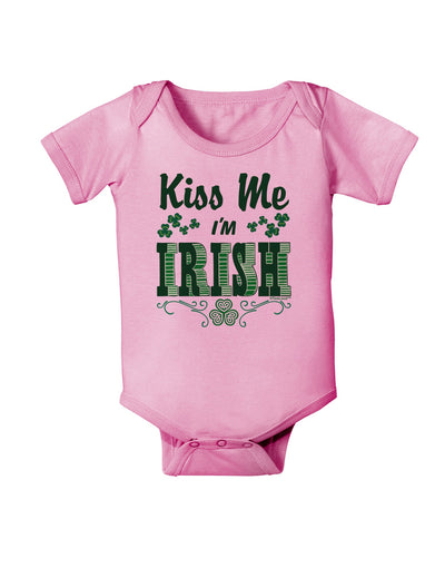 Kiss Me I'm Irish St Patricks Day Baby Romper Bodysuit-Baby Romper-TooLoud-Pink-06-Months-Davson Sales