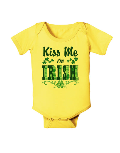 Kiss Me I'm Irish St Patricks Day Baby Romper Bodysuit-Baby Romper-TooLoud-Yellow-06-Months-Davson Sales