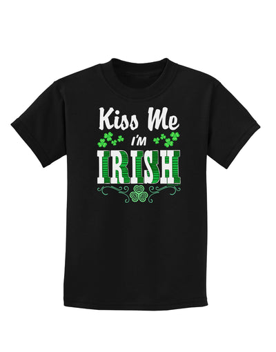 Kiss Me I'm Irish St Patricks Day Childrens Dark T-Shirt-Childrens T-Shirt-TooLoud-Black-X-Small-Davson Sales