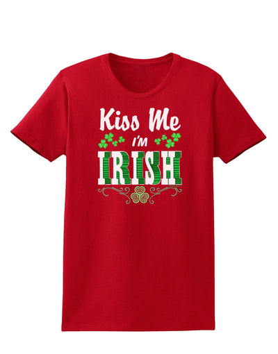 Kiss Me I'm Irish St Patricks Day Womens Dark T-Shirt-TooLoud-Red-X-Small-Davson Sales