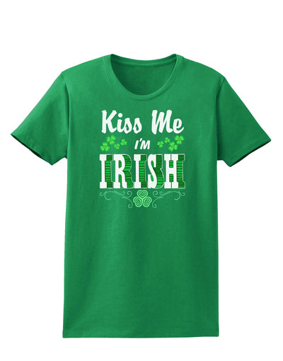 Kiss Me I'm Irish St Patricks Day Womens Dark T-Shirt-TooLoud-Kelly-Green-X-Small-Davson Sales