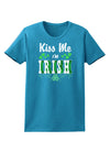 Kiss Me I'm Irish St Patricks Day Womens Dark T-Shirt-TooLoud-Turquoise-X-Small-Davson Sales