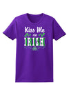 Kiss Me I'm Irish St Patricks Day Womens Dark T-Shirt-TooLoud-Purple-X-Small-Davson Sales