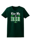 Kiss Me I'm Irish St Patricks Day Womens Dark T-Shirt-TooLoud-Forest-Green-Small-Davson Sales