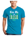 Kiss Me I'm Irish-ish Adult Dark V-Neck T-Shirt-TooLoud-Turquoise-Small-Davson Sales