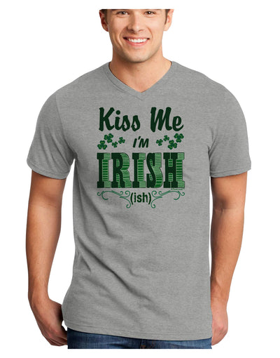 Kiss Me I'm Irish-ish Adult V-Neck T-shirt-Mens V-Neck T-Shirt-TooLoud-HeatherGray-Small-Davson Sales