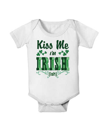 Kiss Me I'm Irish-ish Baby Romper Bodysuit-Baby Romper-TooLoud-White-06-Months-Davson Sales