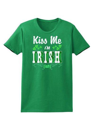Kiss Me I'm Irish-ish Womens Dark T-Shirt-TooLoud-Kelly-Green-X-Small-Davson Sales