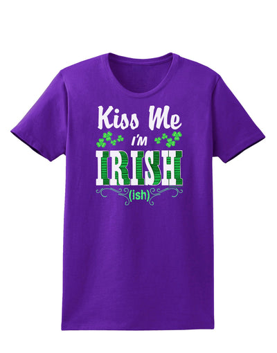 Kiss Me I'm Irish-ish Womens Dark T-Shirt-TooLoud-Purple-X-Small-Davson Sales