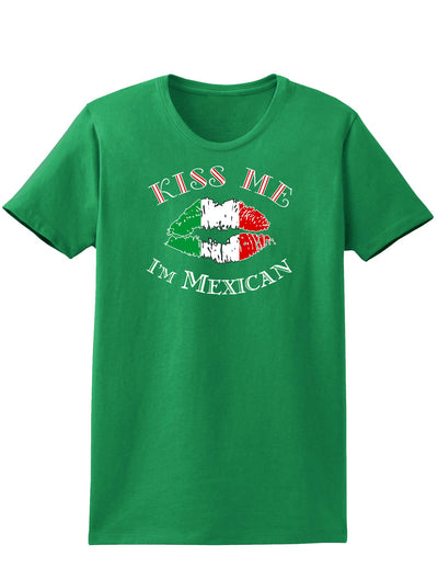 Kiss Me I'm Mexican Womens Dark T-Shirt-TooLoud-Kelly-Green-X-Small-Davson Sales