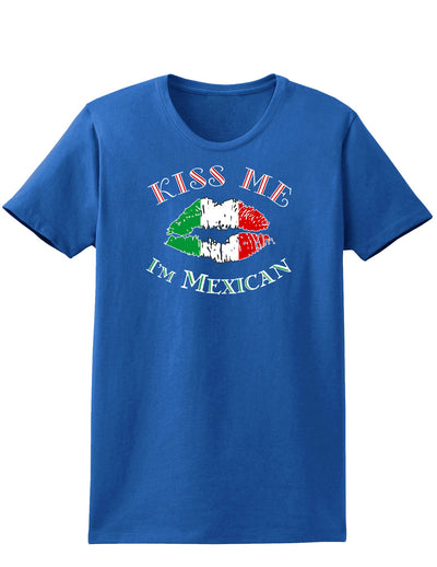 Kiss Me I'm Mexican Womens Dark T-Shirt-TooLoud-Royal-Blue-X-Small-Davson Sales