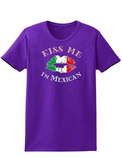 Kiss Me I'm Mexican Womens Dark T-Shirt-TooLoud-Purple-X-Small-Davson Sales