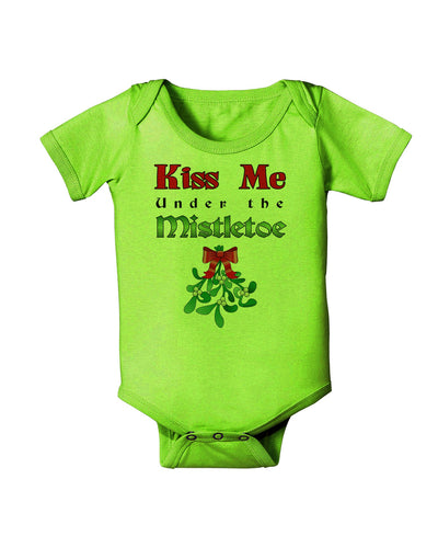 Kiss Me Under the Mistletoe Christmas Baby Romper Bodysuit-Baby Romper-TooLoud-Lime-Green-06-Months-Davson Sales