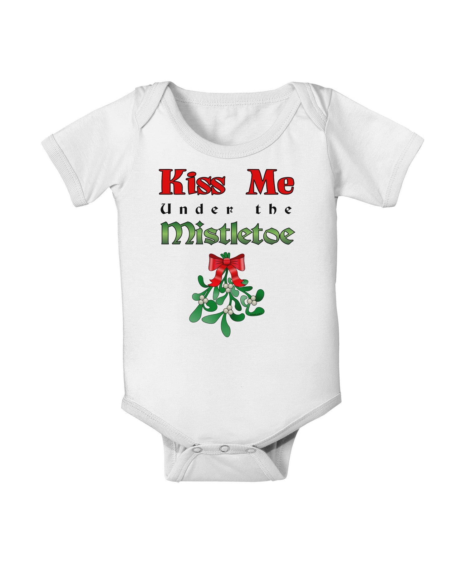 Kiss Me Under the Mistletoe Christmas Baby Romper Bodysuit-Baby Romper-TooLoud-White-06-Months-Davson Sales