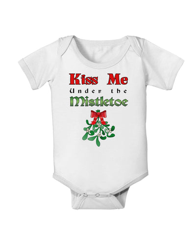 Kiss Me Under the Mistletoe Christmas Baby Romper Bodysuit-Baby Romper-TooLoud-White-06-Months-Davson Sales