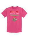 Kiss Me Under the Mistletoe Christmas Childrens Dark T-Shirt-Childrens T-Shirt-TooLoud-Sangria-X-Small-Davson Sales