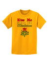 Kiss Me Under the Mistletoe Christmas Childrens T-Shirt-Childrens T-Shirt-TooLoud-Gold-X-Small-Davson Sales