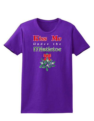 Kiss Me Under the Mistletoe Christmas Womens Dark T-Shirt-TooLoud-Purple-X-Small-Davson Sales