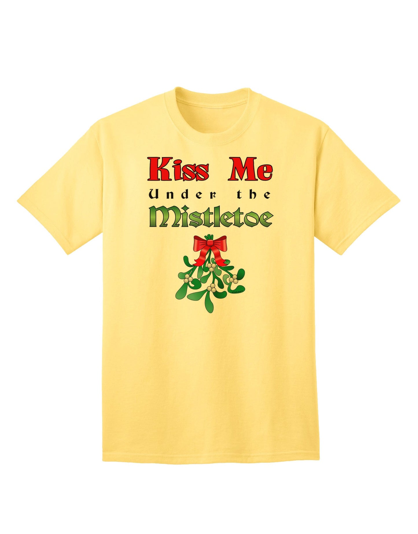 Kiss Me Under the Mistletoe - Premium Christmas Adult T-Shirt for Festive Celebrations-Mens T-shirts-TooLoud-Yellow-Small-Davson Sales
