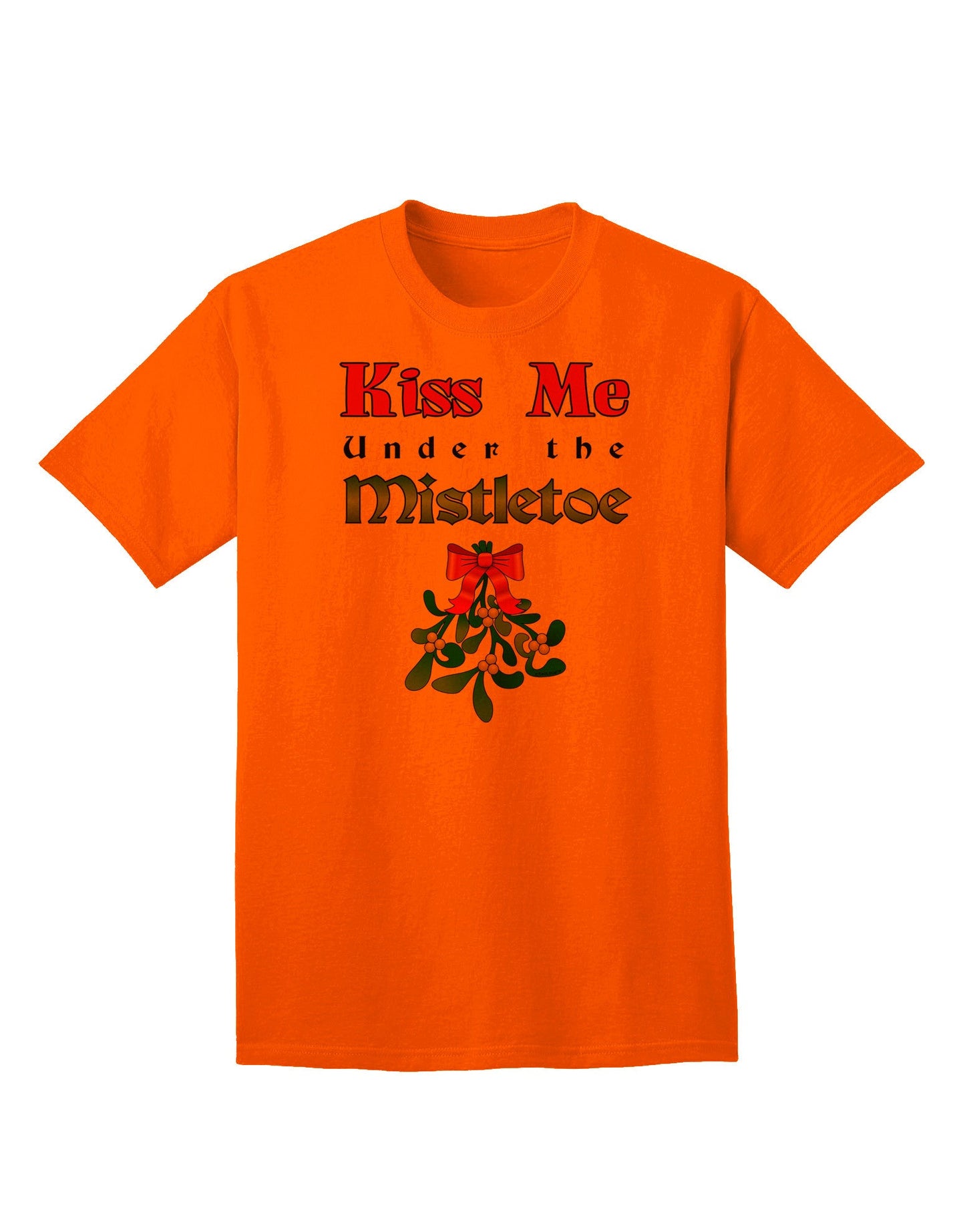 Kiss Me Under the Mistletoe - Premium Christmas Adult T-Shirt for Festive Celebrations-Mens T-shirts-TooLoud-Orange-Small-Davson Sales