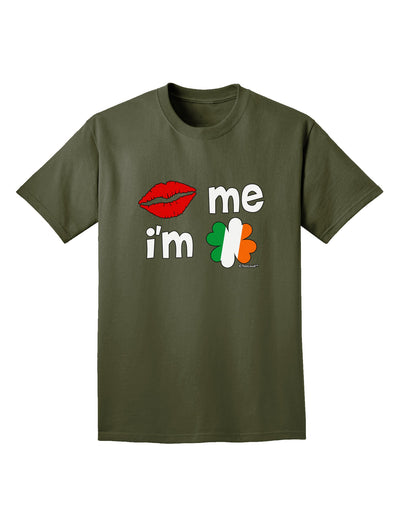 Kiss and Irish Flag Shamrock - Kiss Me I'm Irish Adult Dark T-Shirt by TooLoud-Mens T-Shirt-TooLoud-Military-Green-Small-Davson Sales