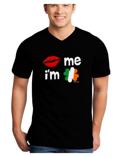 Kiss and Irish Flag Shamrock - Kiss Me I'm Irish Adult Dark V-Neck T-Shirt by TooLoud-Mens V-Neck T-Shirt-TooLoud-Black-Small-Davson Sales