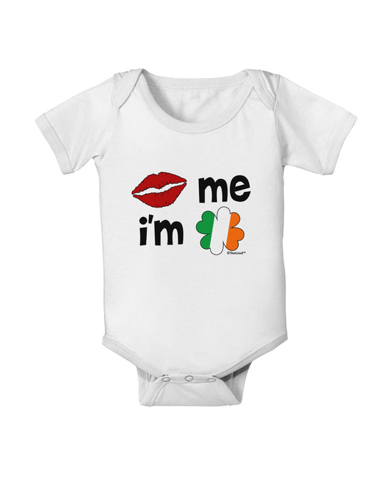 Kiss and Irish Flag Shamrock - Kiss Me I'm Irish Baby Romper Bodysuit by TooLoud-Baby Romper-TooLoud-White-06-Months-Davson Sales
