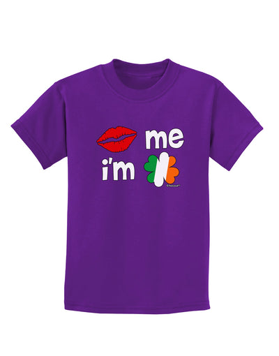 Kiss and Irish Flag Shamrock - Kiss Me I'm Irish Childrens Dark T-Shirt by TooLoud-Childrens T-Shirt-TooLoud-Purple-X-Small-Davson Sales