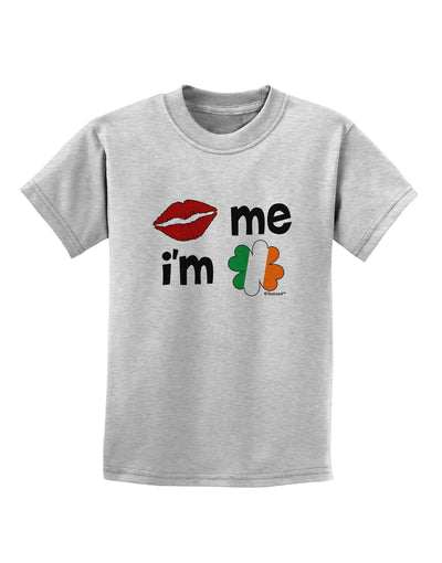 Kiss and Irish Flag Shamrock - Kiss Me I'm Irish Childrens T-Shirt by TooLoud-Childrens T-Shirt-TooLoud-AshGray-X-Small-Davson Sales