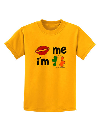 Kiss and Irish Flag Shamrock - Kiss Me I'm Irish Childrens T-Shirt by TooLoud-Childrens T-Shirt-TooLoud-Gold-X-Small-Davson Sales