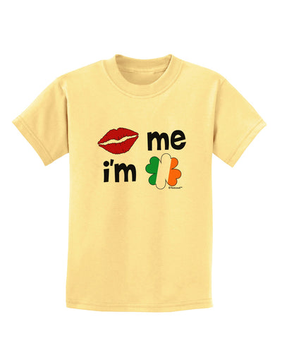 Kiss and Irish Flag Shamrock - Kiss Me I'm Irish Childrens T-Shirt by TooLoud-Childrens T-Shirt-TooLoud-Daffodil-Yellow-X-Small-Davson Sales