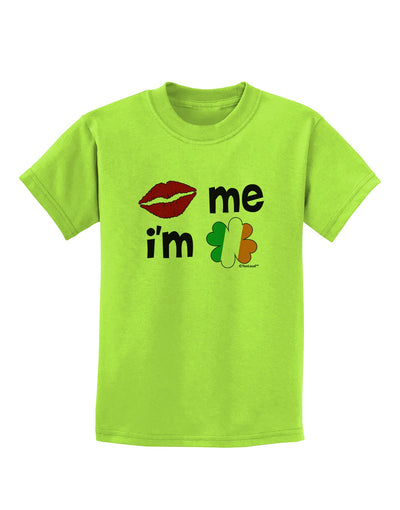 Kiss and Irish Flag Shamrock - Kiss Me I'm Irish Childrens T-Shirt by TooLoud-Childrens T-Shirt-TooLoud-Lime-Green-X-Small-Davson Sales