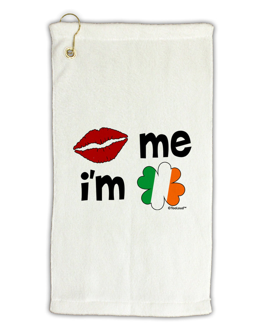 Kiss and Irish Flag Shamrock - Kiss Me I'm Irish Micro Terry Gromet Golf Towel 16 x 25 inch by TooLoud-Golf Towel-TooLoud-White-Davson Sales