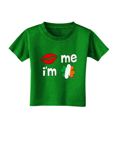 Kiss and Irish Flag Shamrock - Kiss Me I'm Irish Toddler T-Shirt Dark by TooLoud-Toddler T-Shirt-TooLoud-Clover-Green-2T-Davson Sales