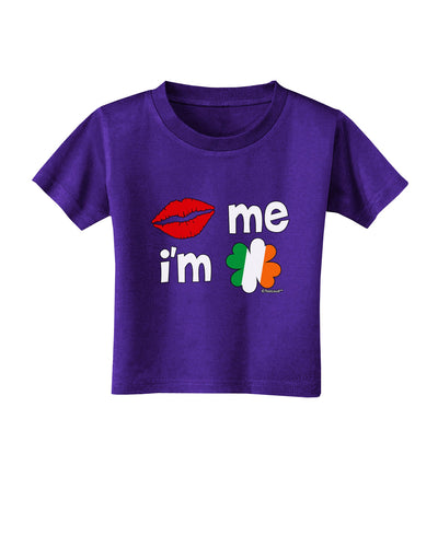 Kiss and Irish Flag Shamrock - Kiss Me I'm Irish Toddler T-Shirt Dark by TooLoud-Toddler T-Shirt-TooLoud-Purple-2T-Davson Sales