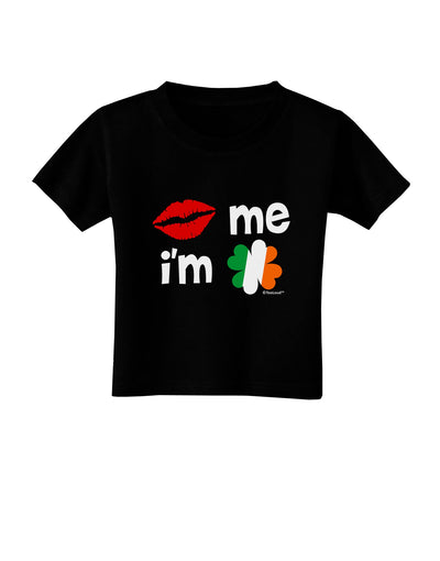 Kiss and Irish Flag Shamrock - Kiss Me I'm Irish Toddler T-Shirt Dark by TooLoud-Toddler T-Shirt-TooLoud-Black-2T-Davson Sales