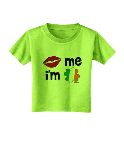 Kiss and Irish Flag Shamrock - Kiss Me I'm Irish Toddler T-Shirt by TooLoud-Toddler T-Shirt-TooLoud-Lime-Green-2T-Davson Sales